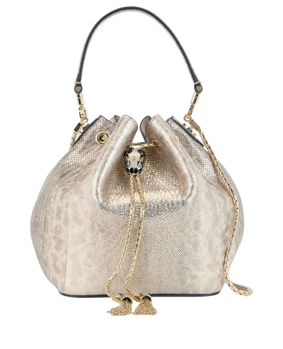 Karung Serpenti Forever Bucket Bag, &pound;1,100, Handbags, Gold/Rose Gold, Leather, Front view